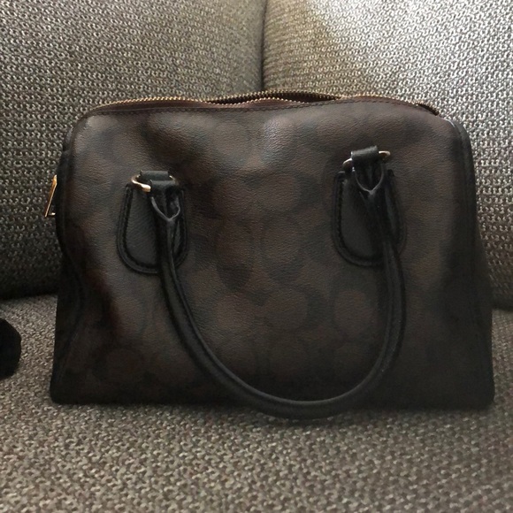 Like New Coach Brown/Black Canvas Handbag. - Picture 2 of 6